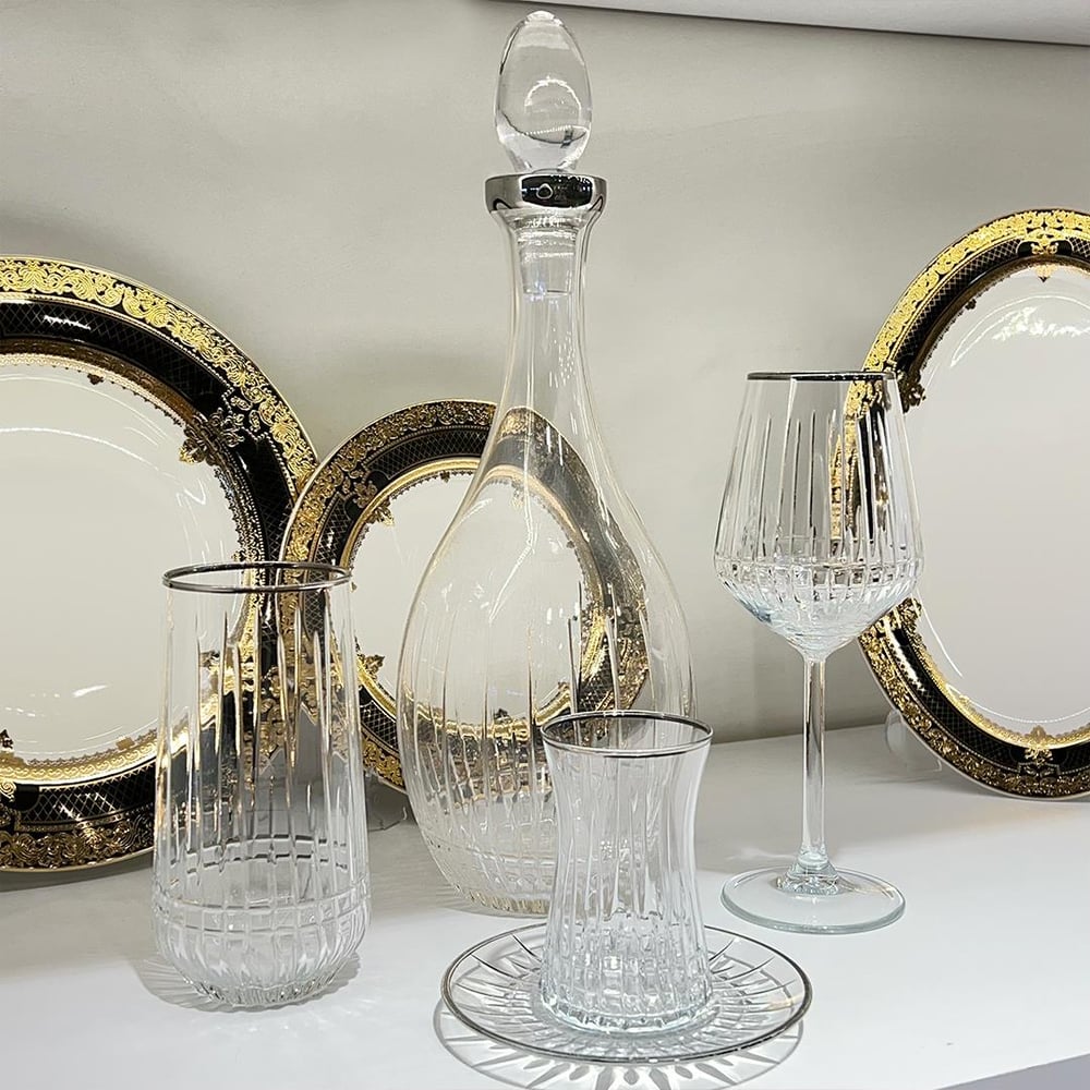 Lizbon Kristal 49 Parça Bardak Takımı - Platin