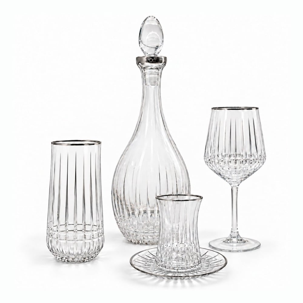 Lizbon Kristal 49 Parça Bardak Takımı - Platin