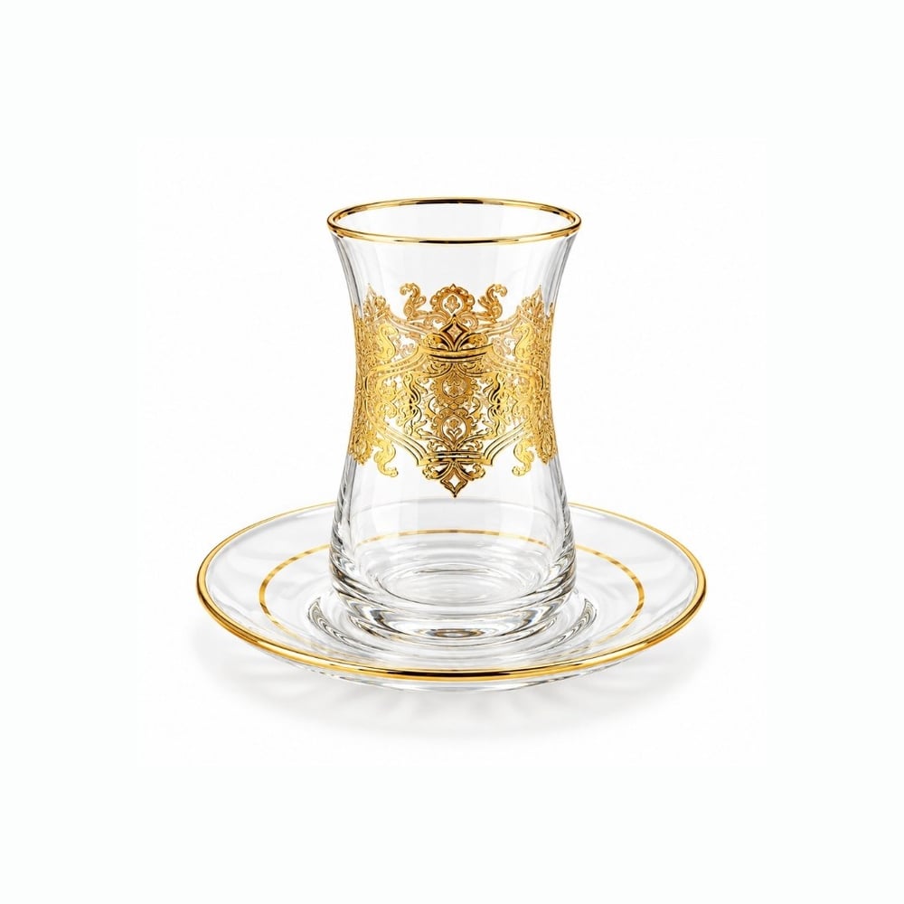 Çay BardaklarıLotus 6 Lı Çay Seti Gold