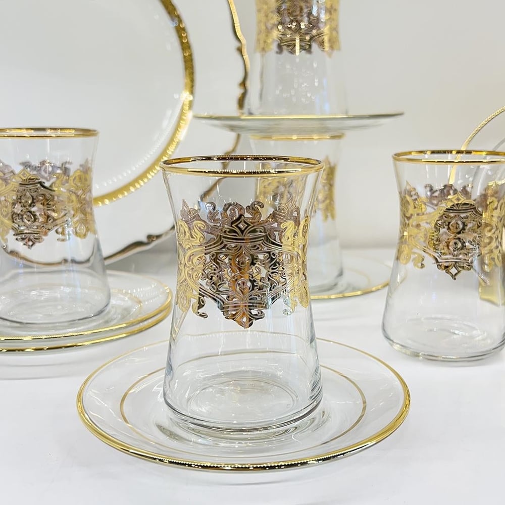 Lotus 6 Piece Tea Set Gold