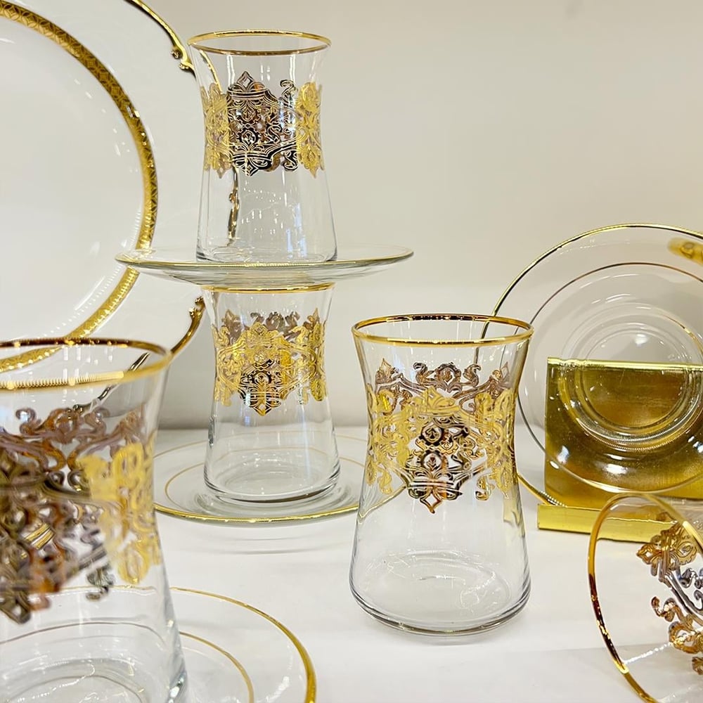 Lotus 6 Piece Tea Set Gold