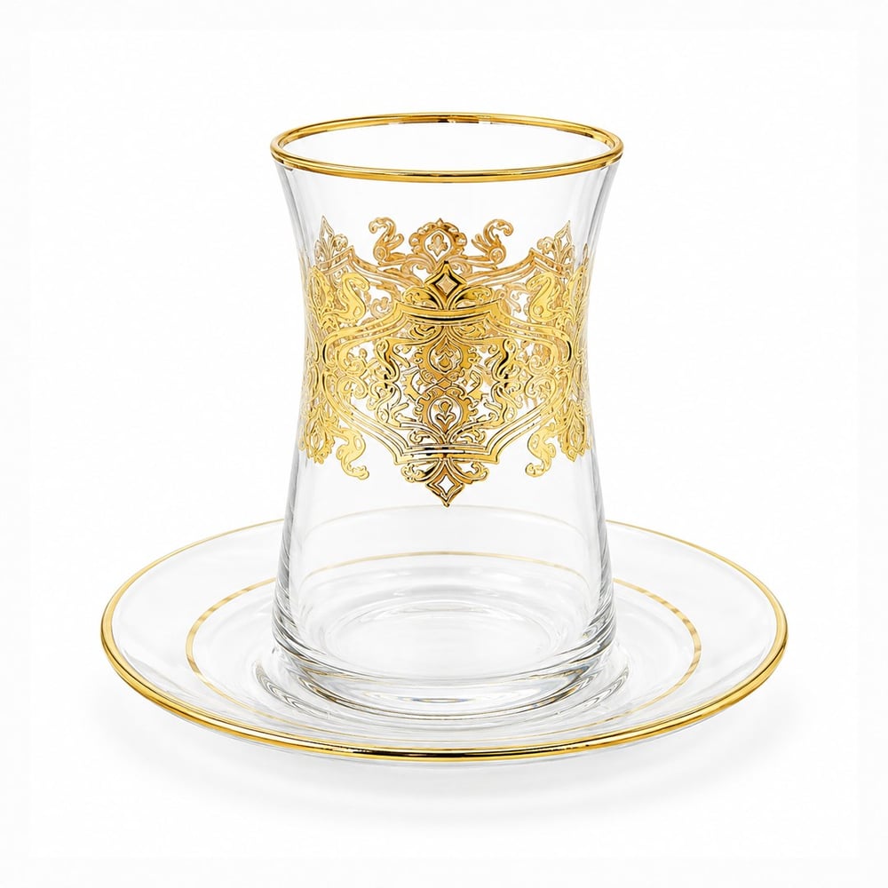 Çay BardaklarıLotus 6 Lı Çay Seti Gold