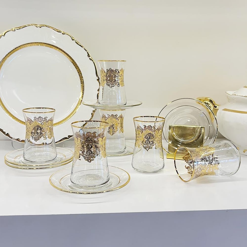 Lotus 6 Piece Tea Set Gold