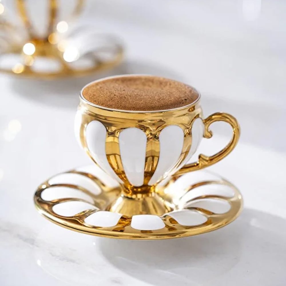Luna 6 Lı Kahve Fincan Takımı Gold