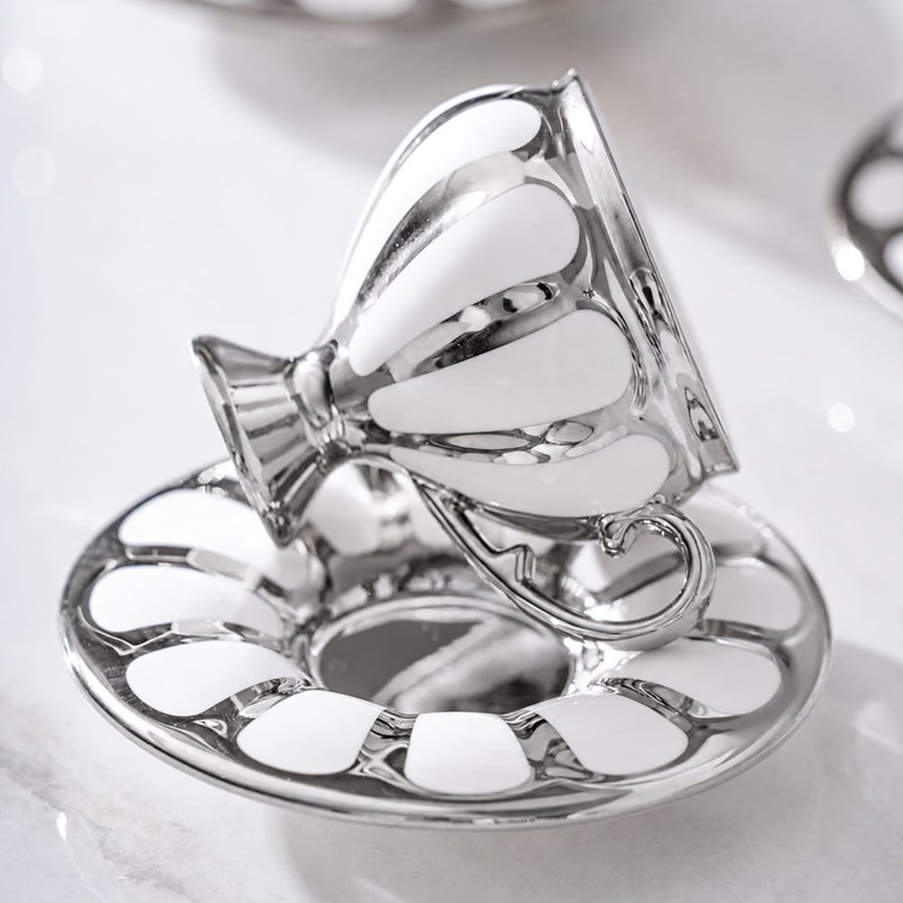 Luna 6 Lı Kahve Fincan Takımı Silver