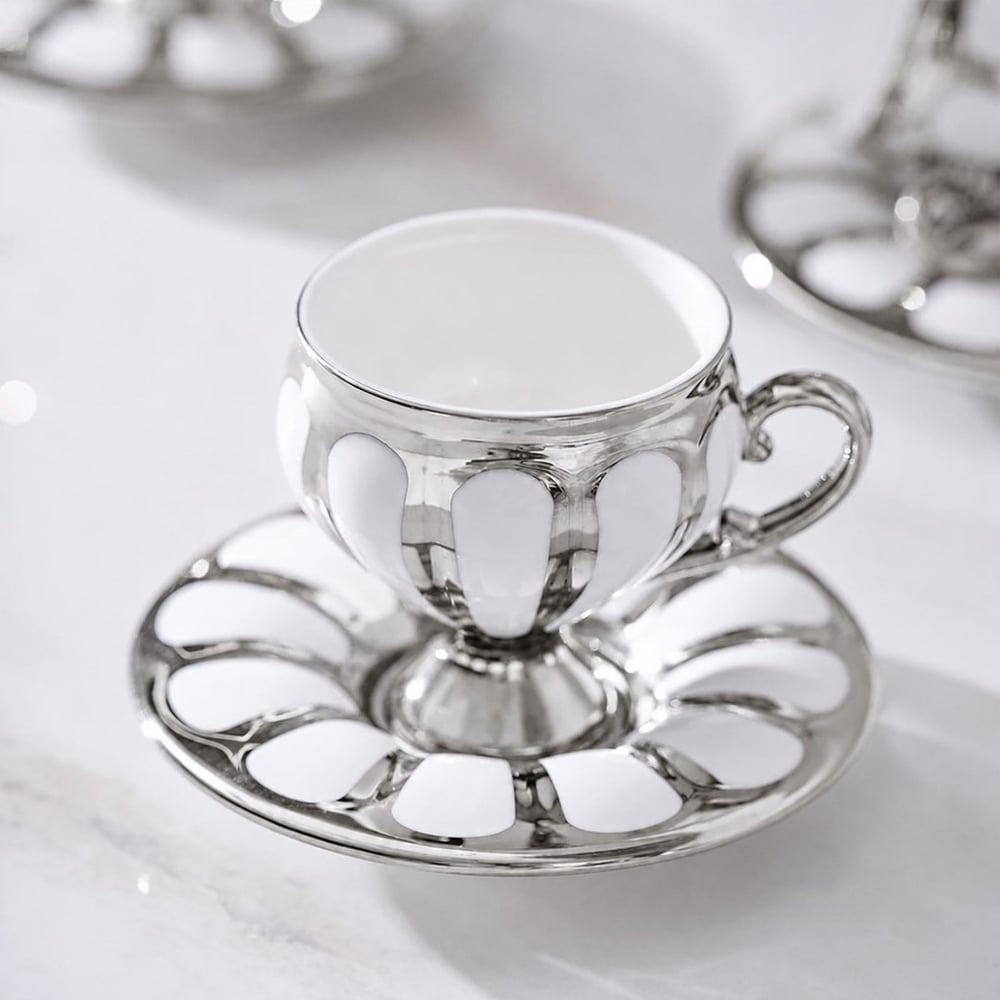 Luna 6 Lı Kahve Fincan Takımı Silver