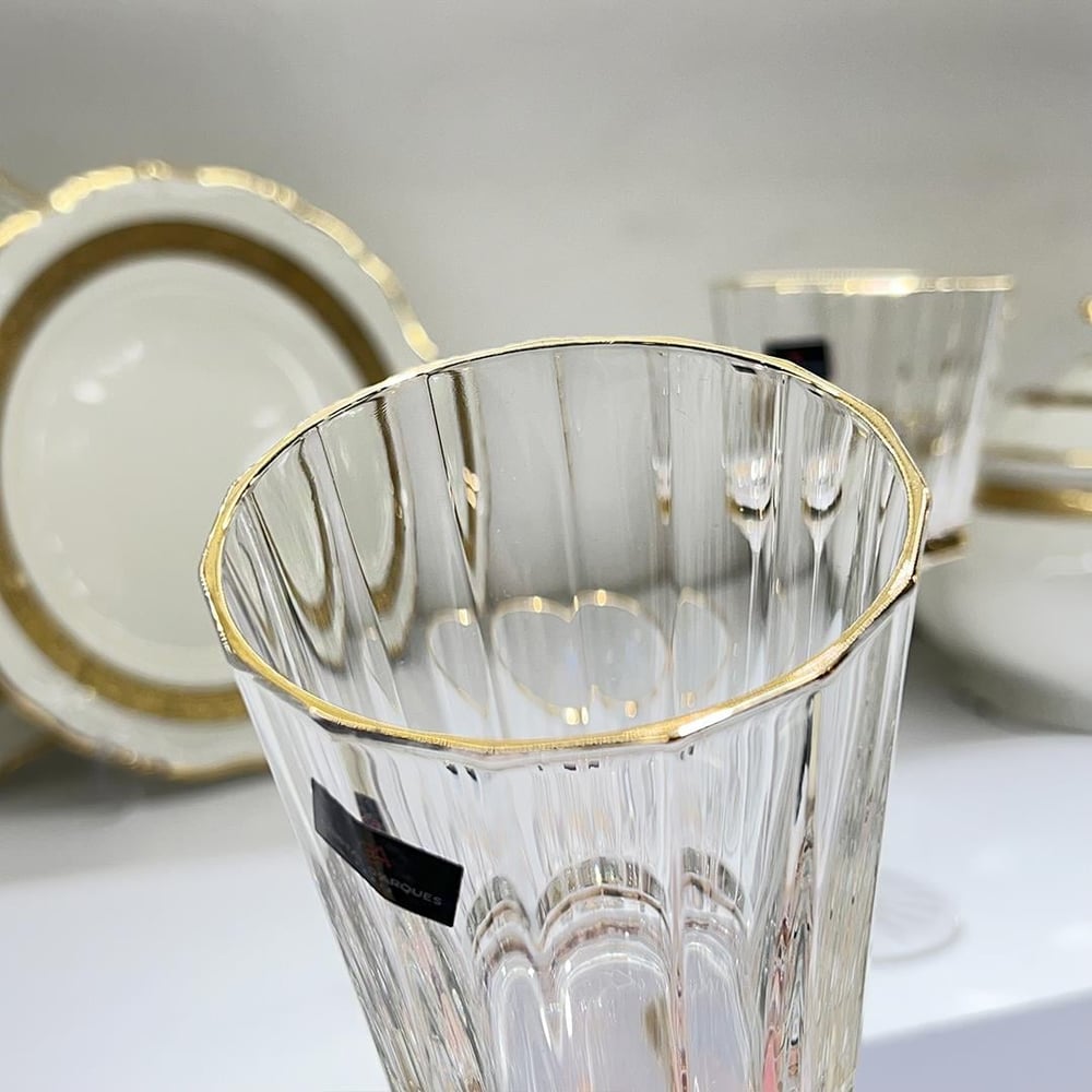 Macassar Darques Crystal Glass 36 Piece Set - Gilded
