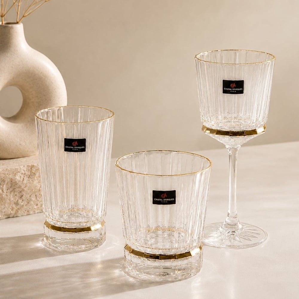 Macassar Darques Crystal Glass 36 Piece Set - Gilded