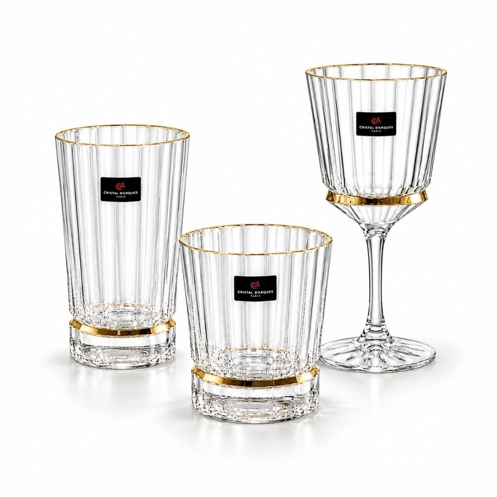 Macassar Darques Kristal Cam 36 Parça Bardak Takımı - Yaldızlı