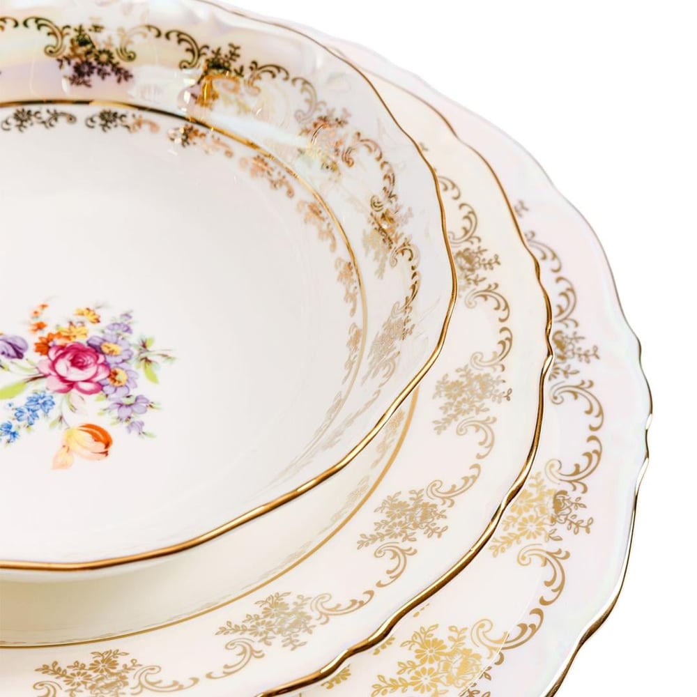 Maxx Doria Czech Luster Flower 60 Piece Dinner Set