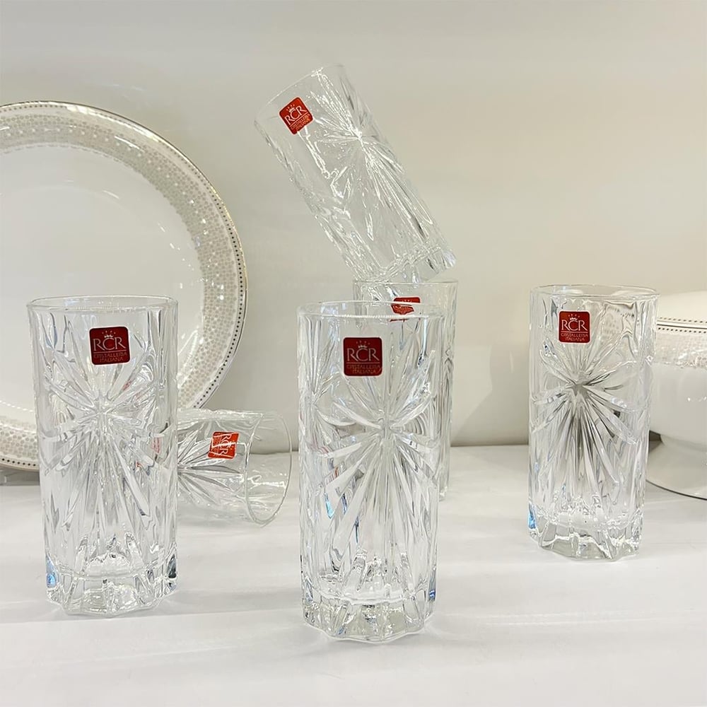 Oasis RCR Crystal Glass 6 Piece Beverage Glasses - Plain