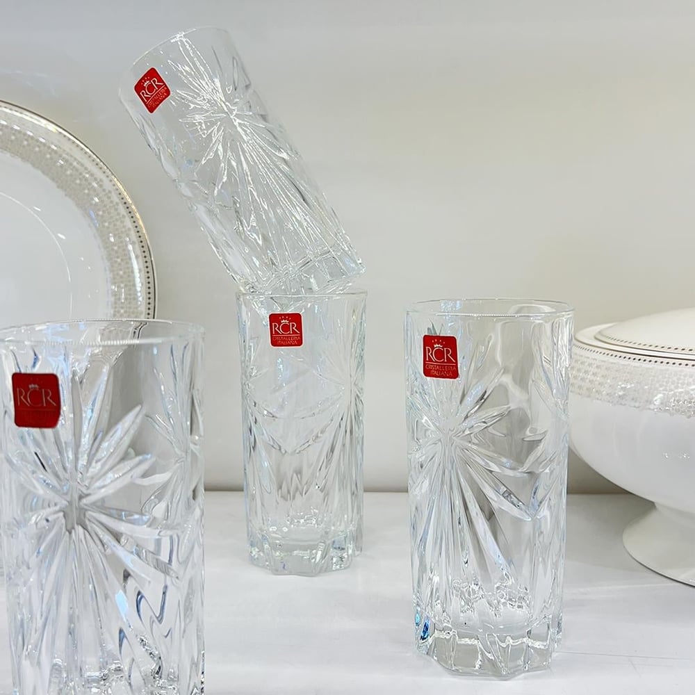 Oasis RCR Crystal Glass 6 Piece Beverage Glasses - Plain