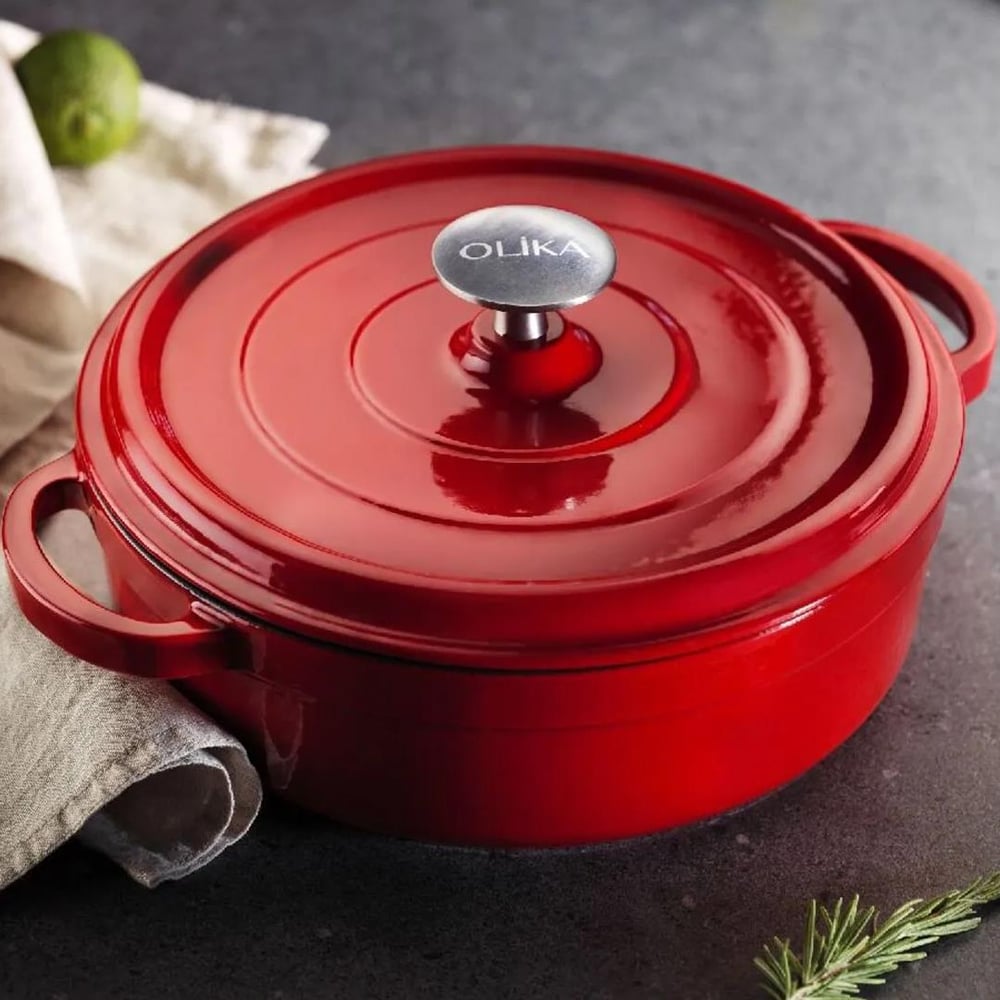 Olika Iron Cast Iron Flat Pot 28 cm - Red
