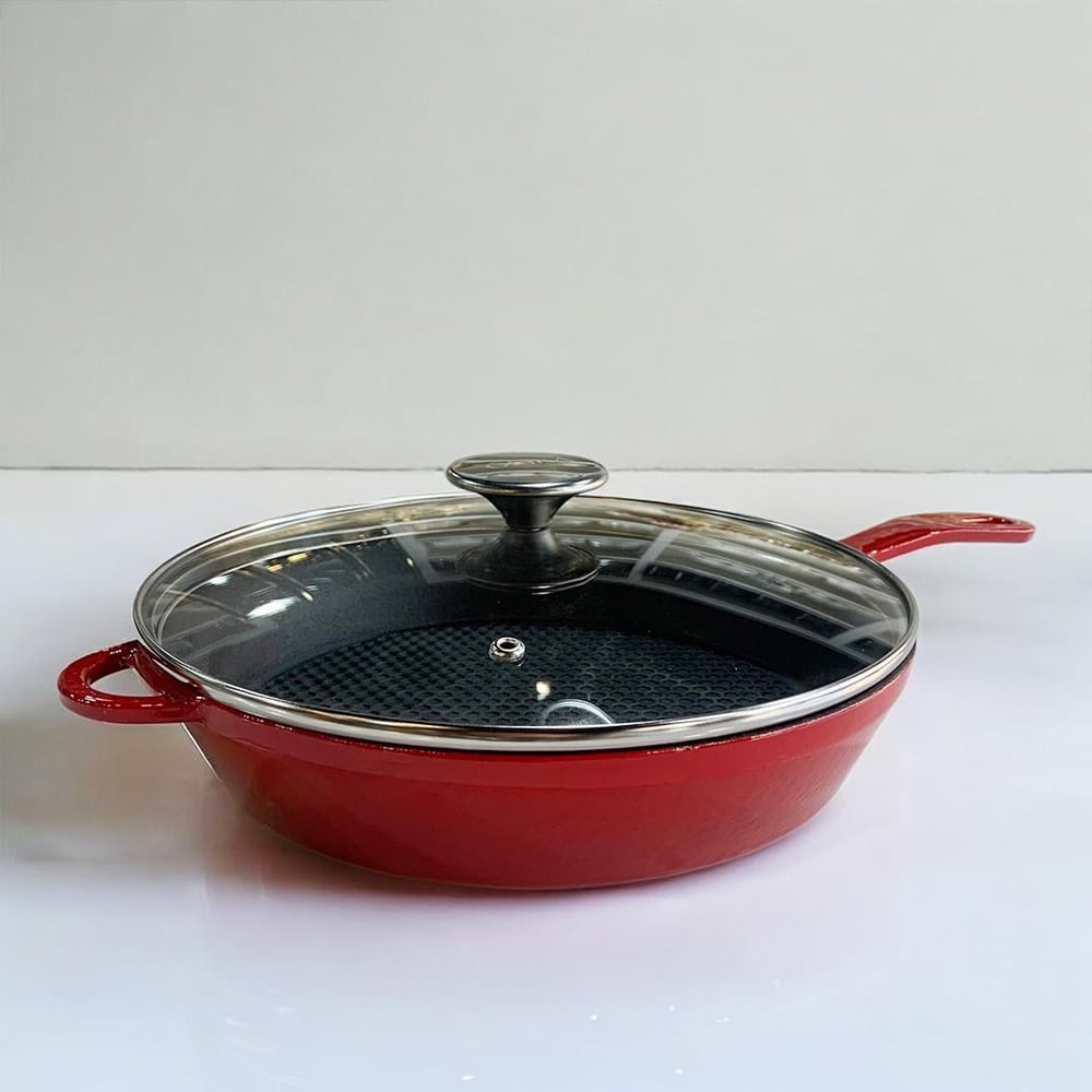 Olika Iron Honeycomb Pan with Lid 28 cm - Red