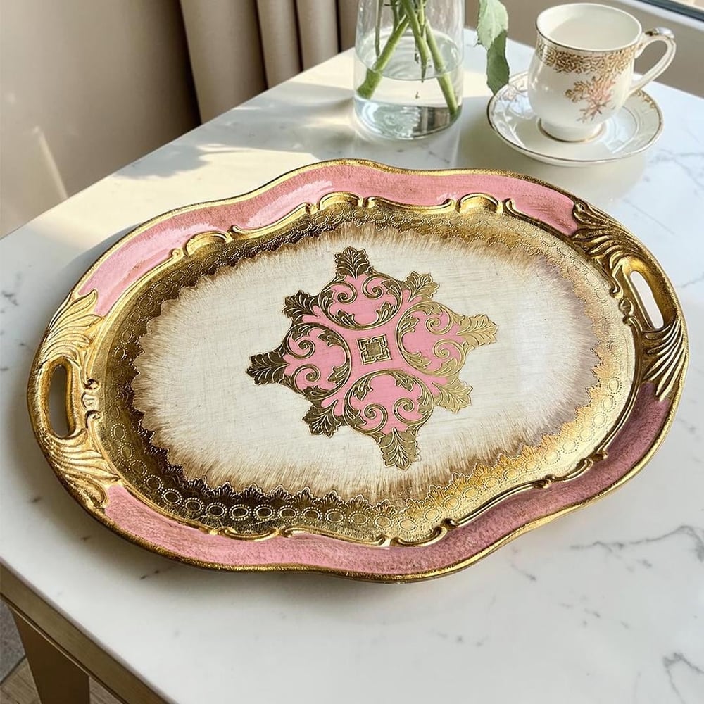 TepsiPescarissi Fiorentino İtalyan Gül Ağacı Tepsi Pembe 501-D1