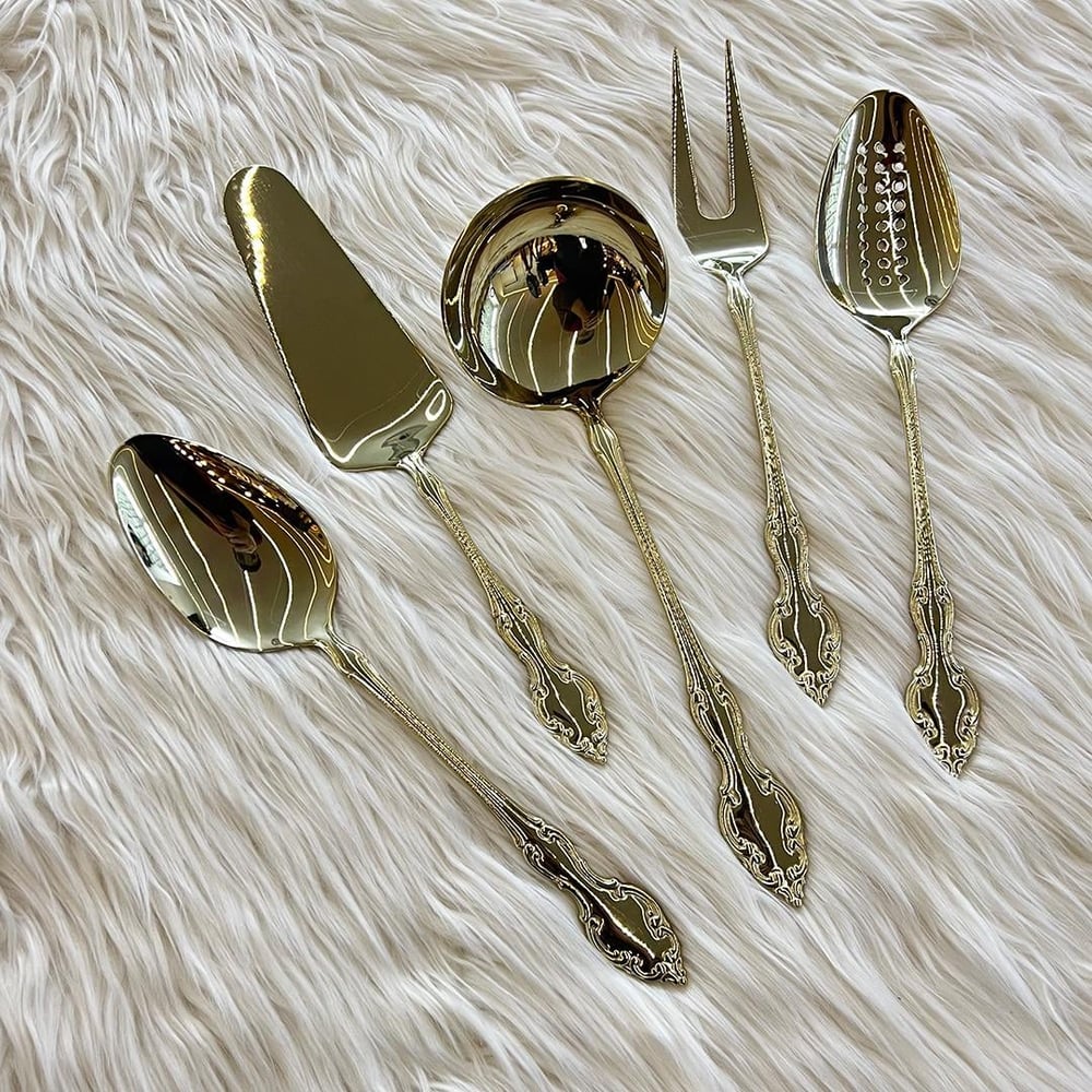 Queens of England 89 Piece Flatware Set - Shiny Gold