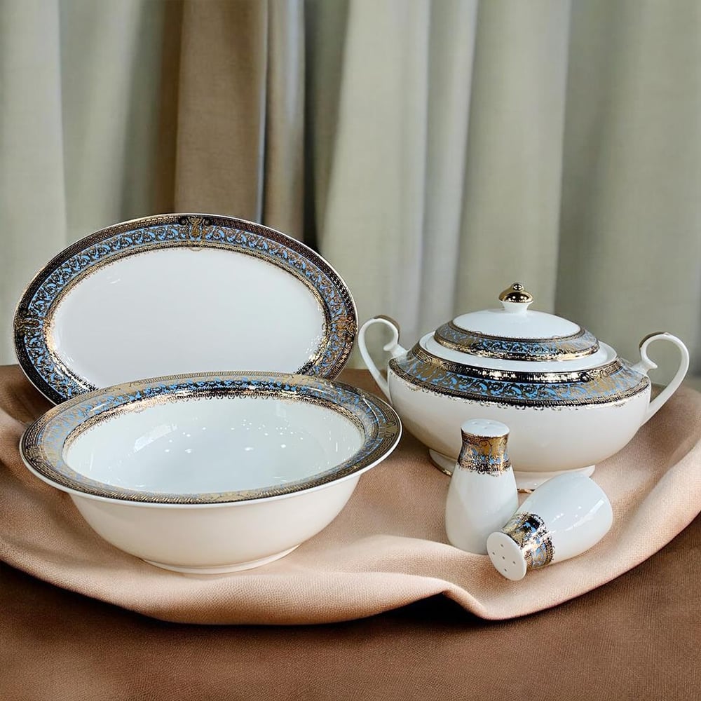 Carroline 61 Piece Porcelain Dinner Set for 12 Persons