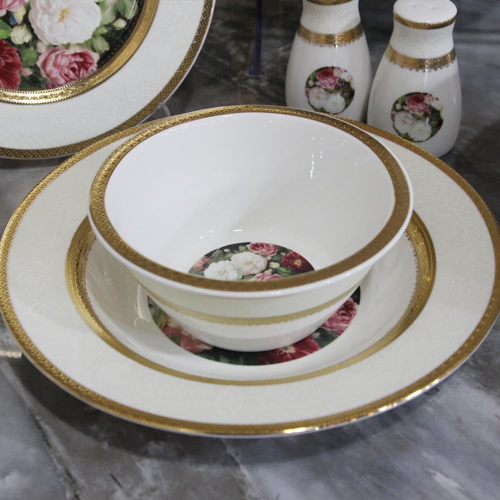 Queens of England Emily 61 Piece Porcelain Dinner Set for 12 People