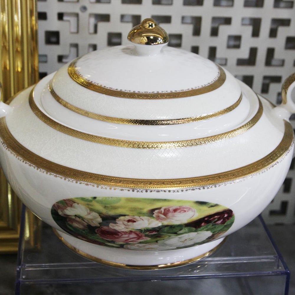 Queens of England Emily 61 Piece Porcelain Dinner Set for 12 People