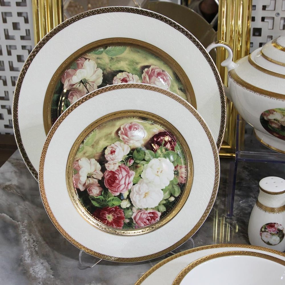 Queens of England Emily 61 Piece Porcelain Dinner Set for 12 People
