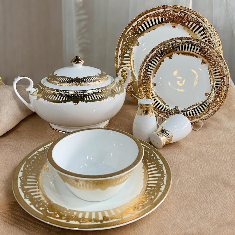 Hilary 61 Piece Porcelain Dinner Set for 12 People