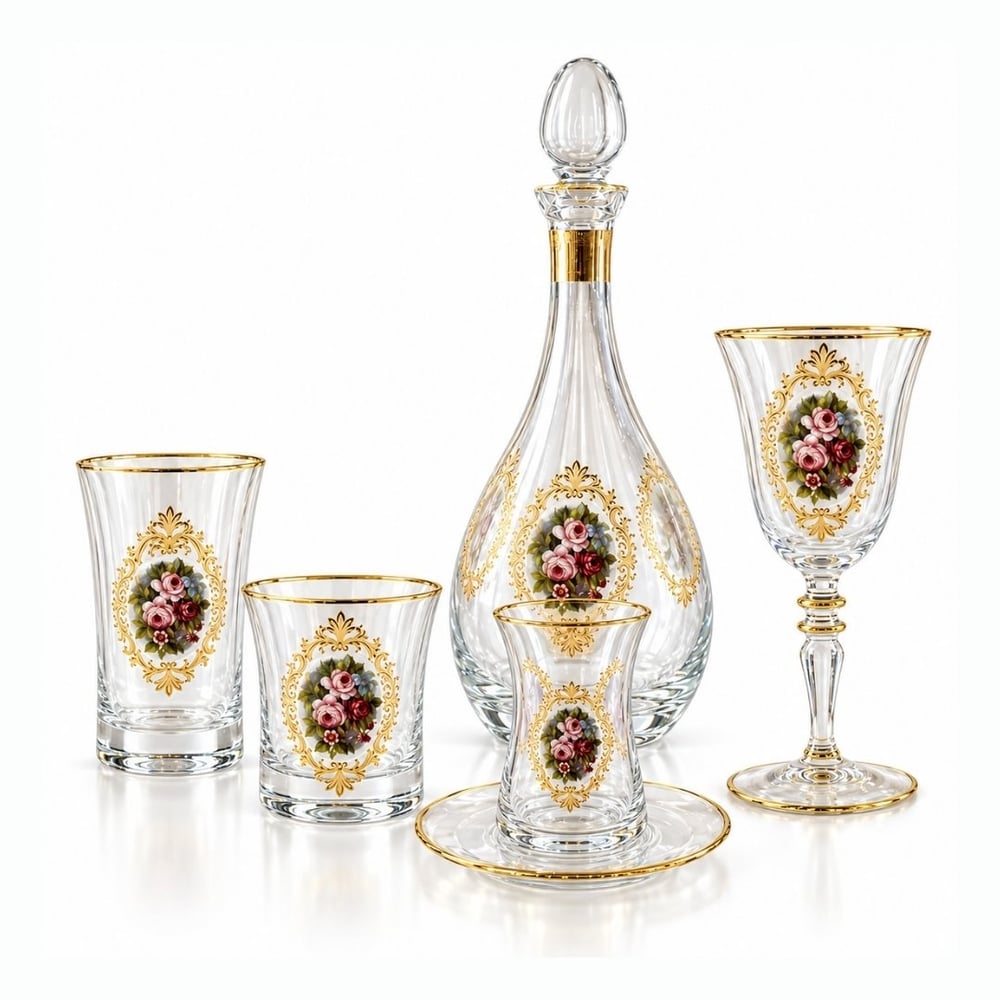 Rose 61 Parça Bardak Seti Gold