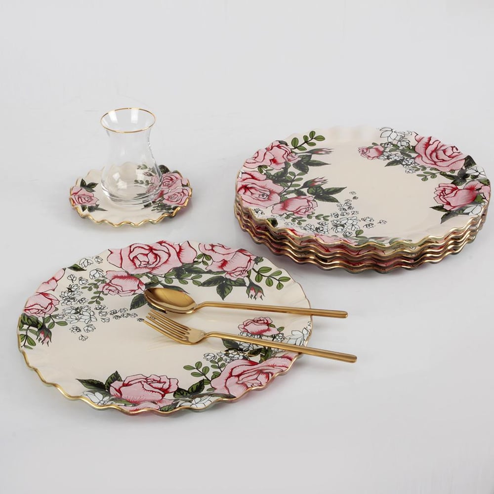 Roseline Cream 6-Piece Serving Plate