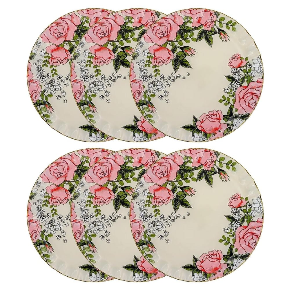 Roseline Cream 6-Piece Serving Plate
