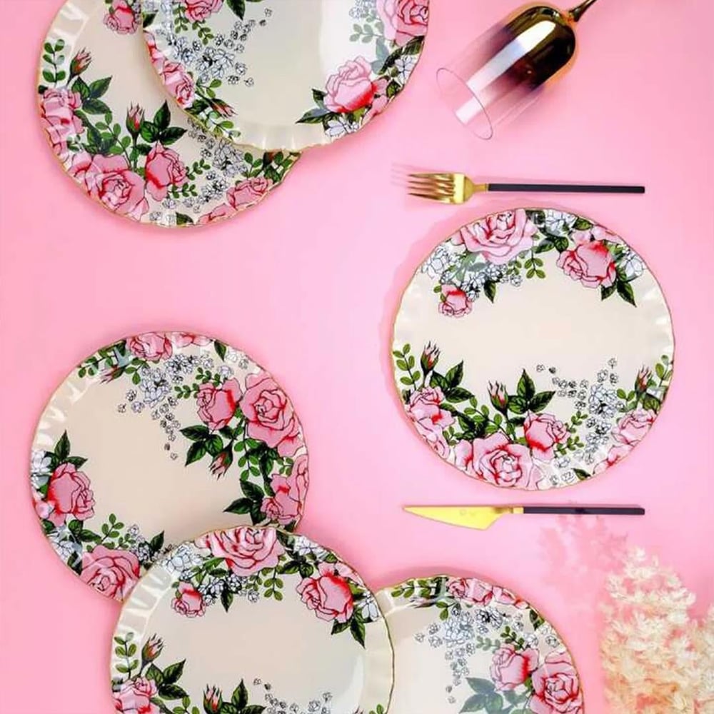 Roseline Cream 6-Piece Serving Plate