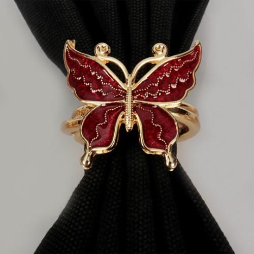 Royal Mademoiselle Butterfly 6 Lı Peçete Yüzüğü - Gold