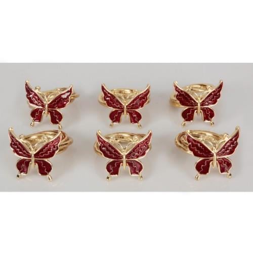 Royal Mademoiselle Butterfly 6 Lı Peçete Yüzüğü - Gold