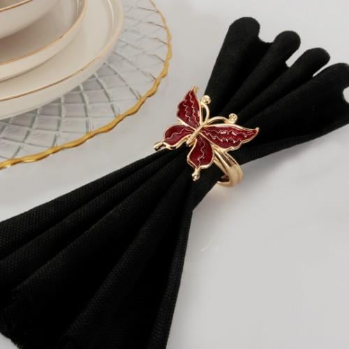 Royal Mademoiselle Butterfly 6 Lı Peçete Yüzüğü - Gold