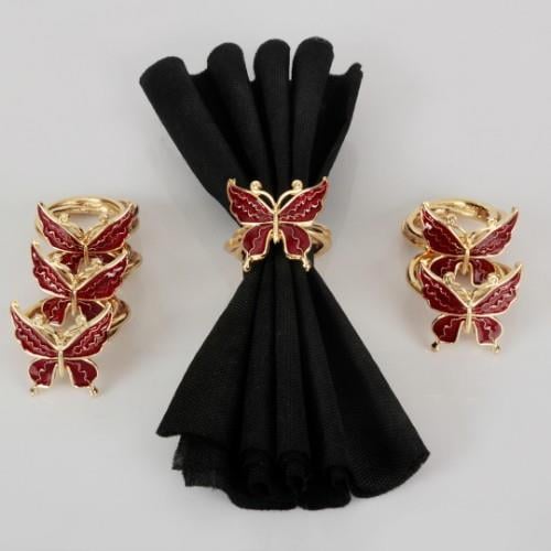 Royal Mademoiselle Butterfly 6 Lı Peçete Yüzüğü - Gold