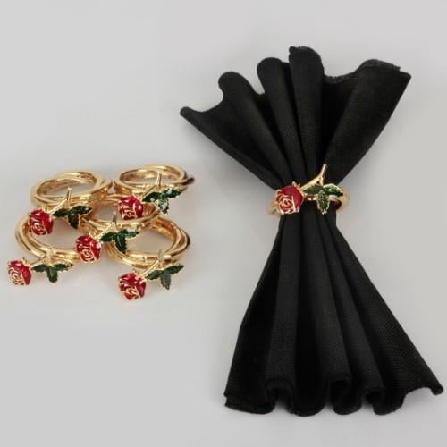 Royal Mademoiselle Rose 6 Lı Peçete Yüzüğü - Gold