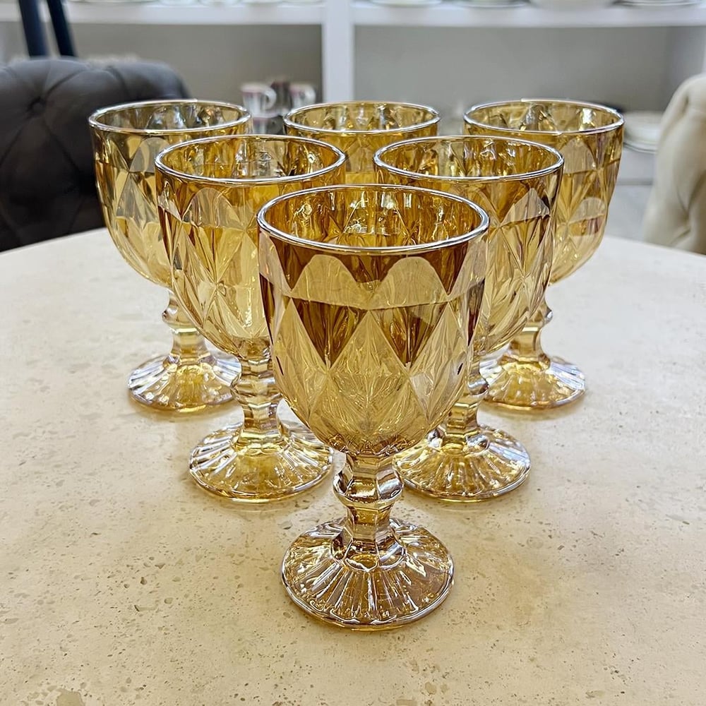Royking 6 Lı Ayaklı Bardak - Amber
