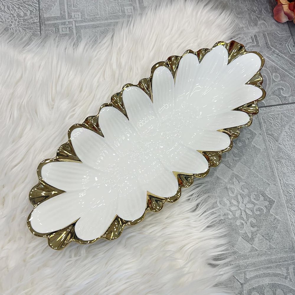 Royking Flora Oval Long Presentation Plate Gold