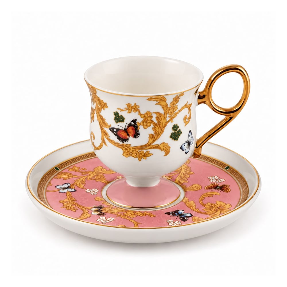 Royking Ivy 6 Lı Kahve Fincan Takımı - Pembe