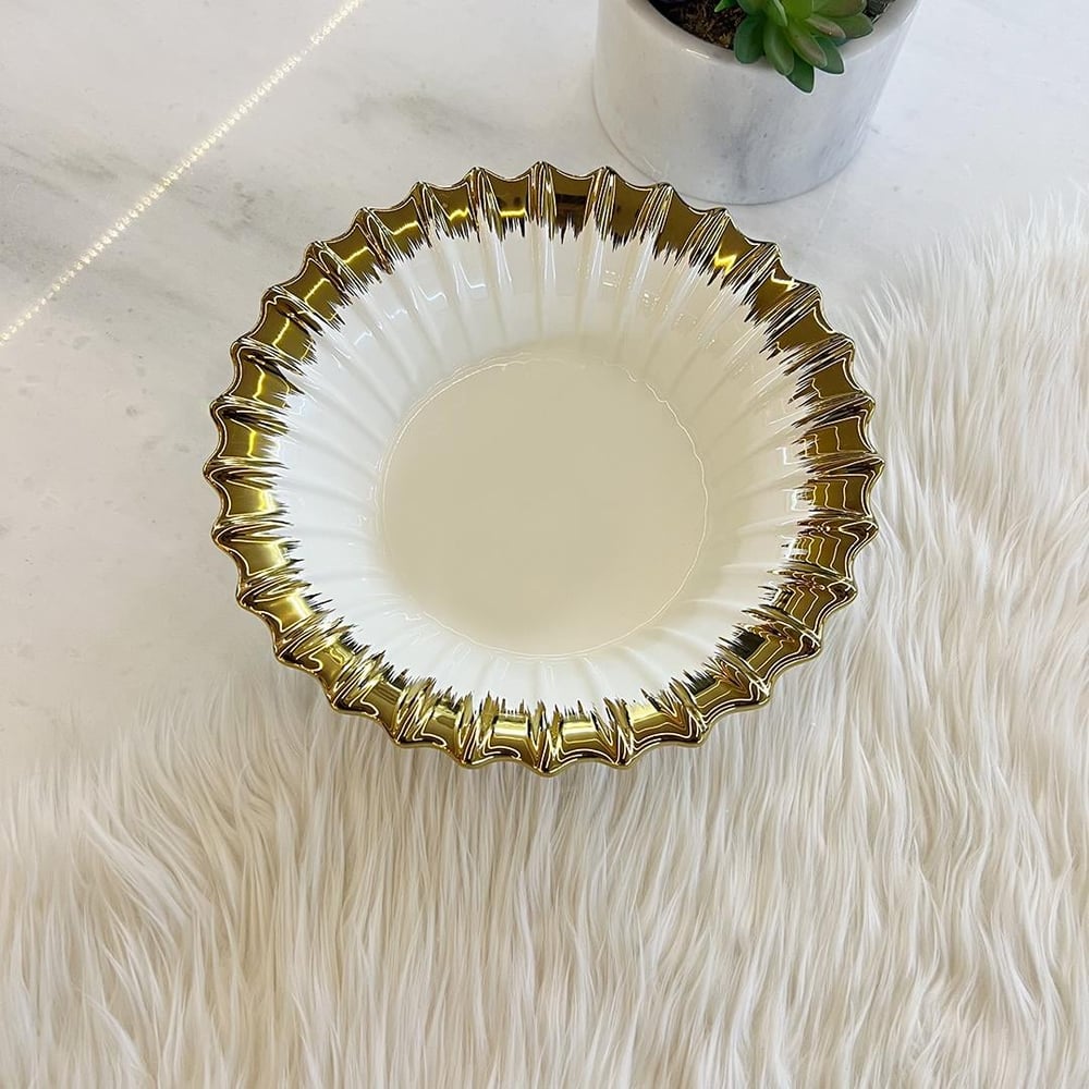 Royking Line Yuvarlak Salata Kasesi - Gold