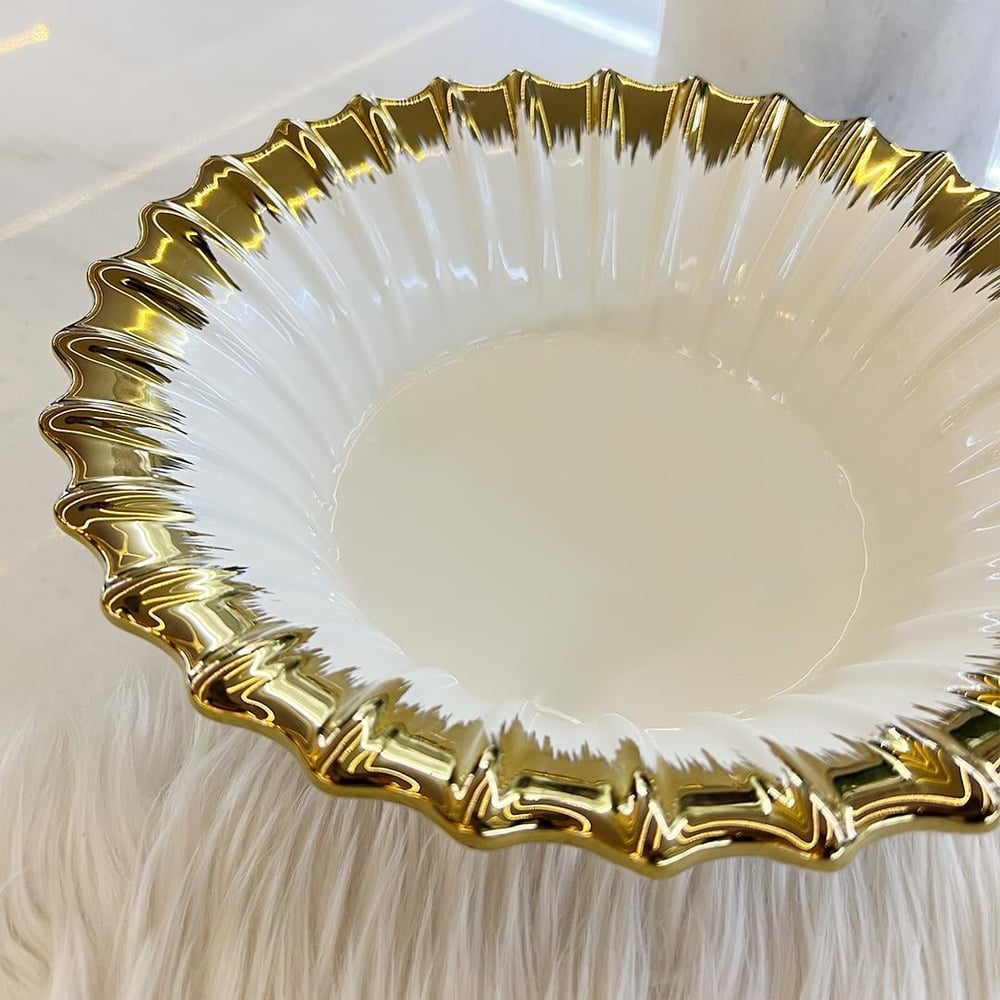Royking Line Yuvarlak Salata Kasesi - Gold
