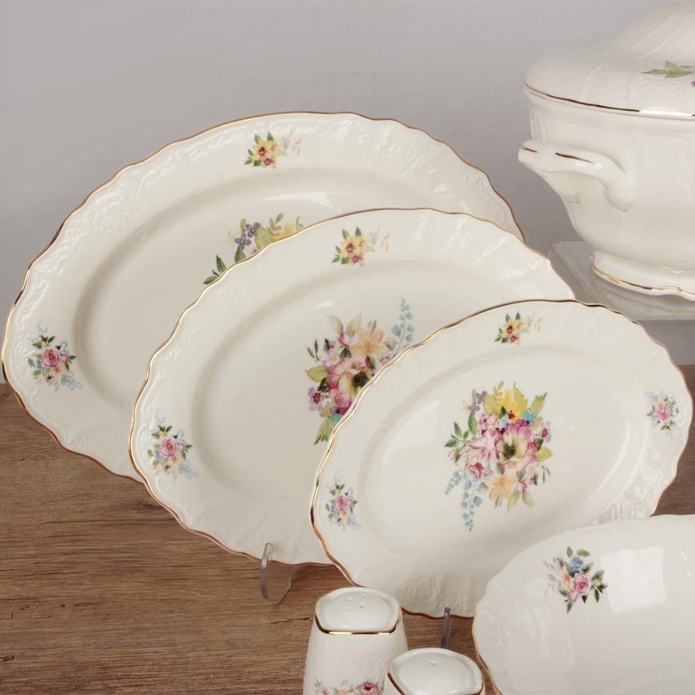 Royking Pink Garden 62 Piece Porcelain Dinner Set for 12 People