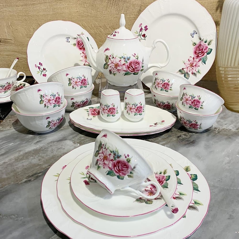 Royking Pink Rose 44 Piece Breakfast Set