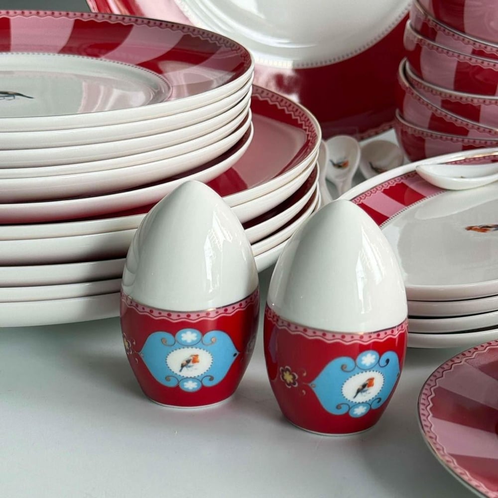 Royking Qush Red 48 Piece Breakfast Set