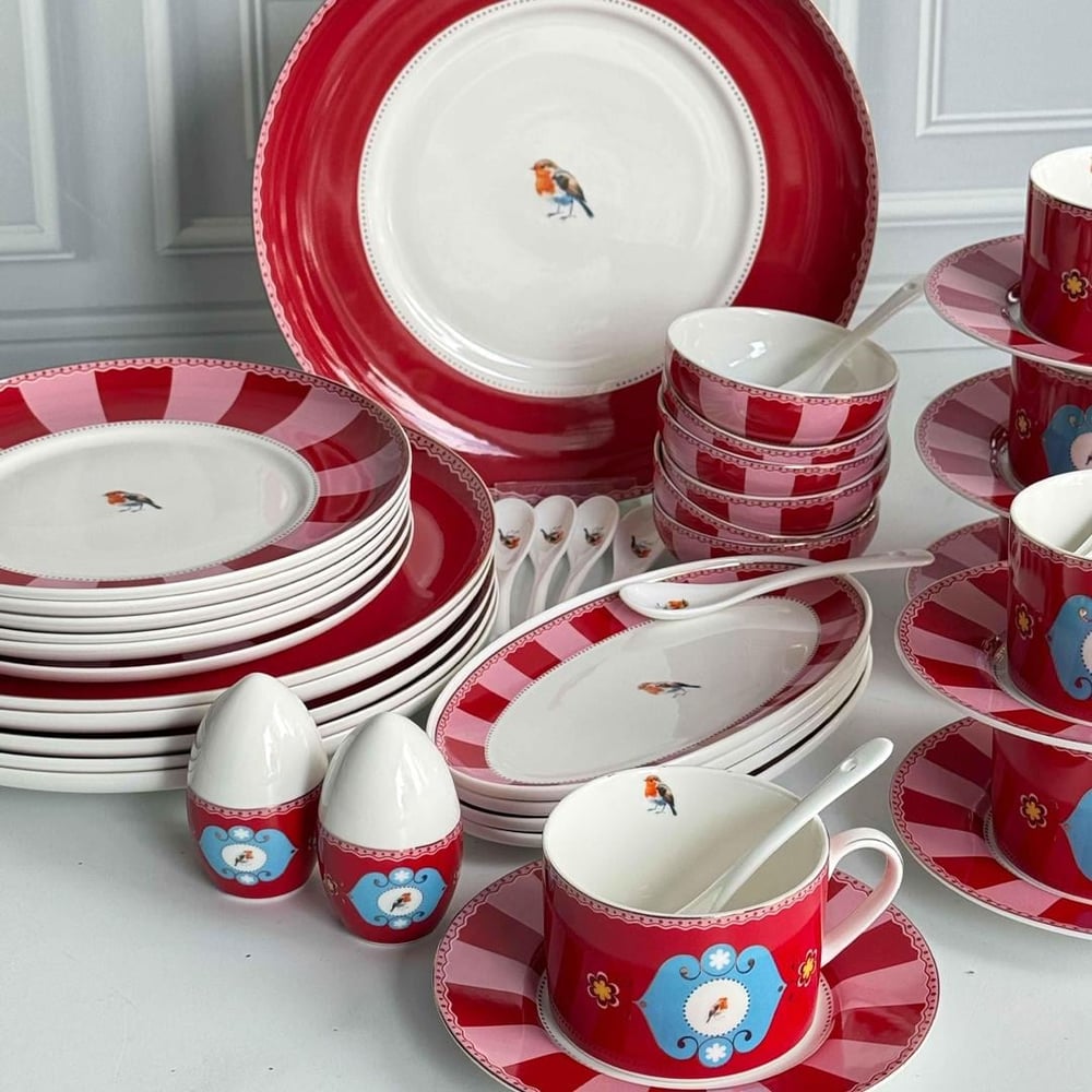 Royking Qush Red 48 Piece Breakfast Set