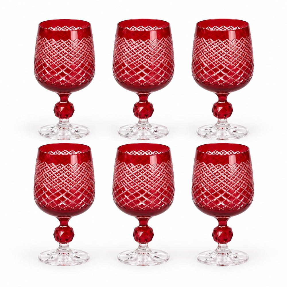 Sterna Verşan Kristal 6 Lı Kahve Yanı Su Bardağı 230 ml - Kırmızı