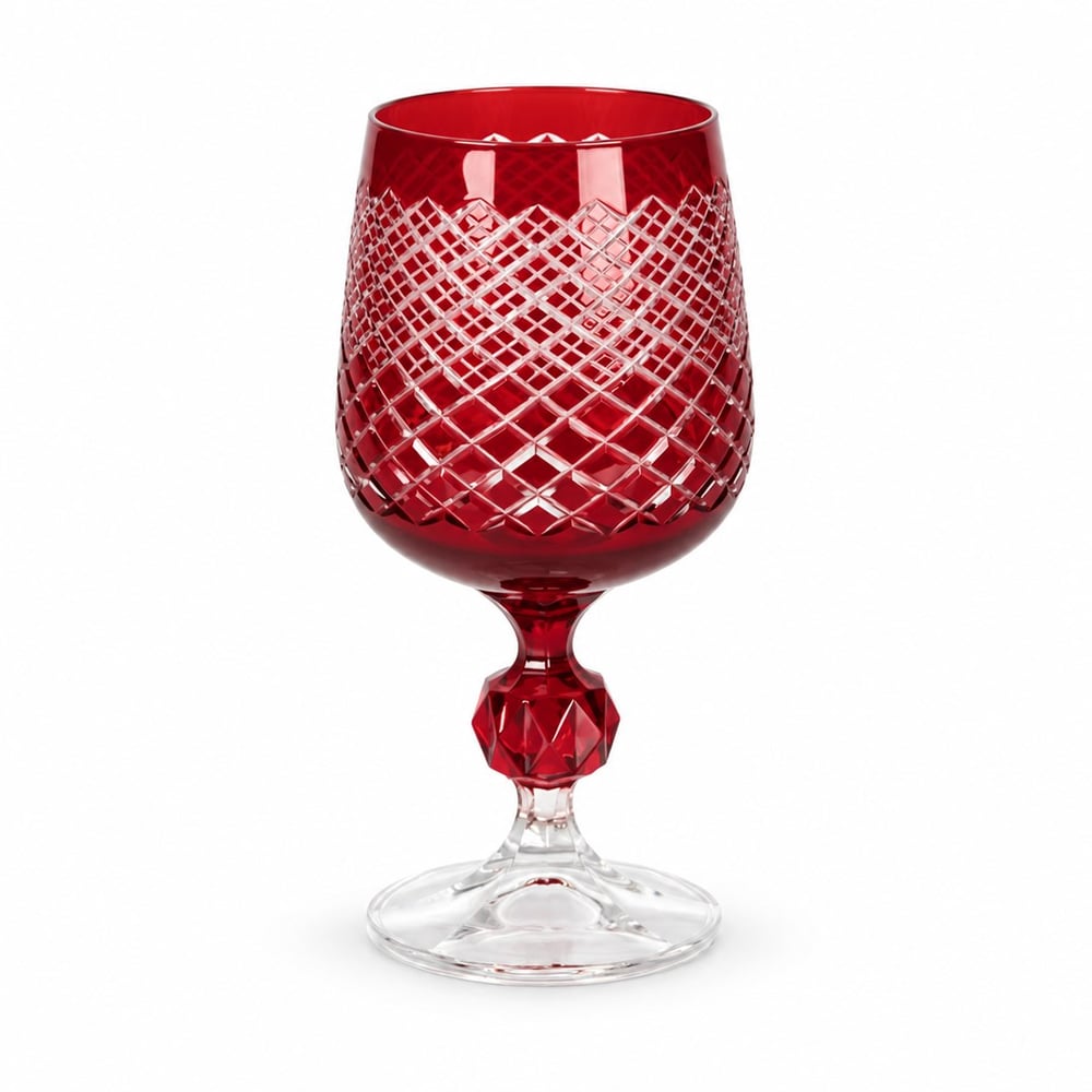 Sterna Verşan Kristal 6 Lı Kahve Yanı Su Bardağı 230 ml - Kırmızı