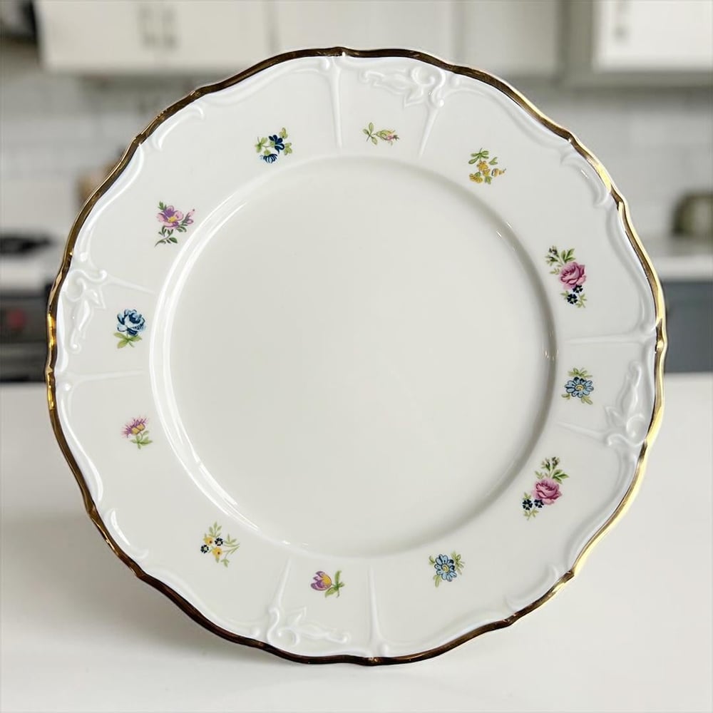 Thun Maria Louise Floral 77 Piece Dinner Set Gold