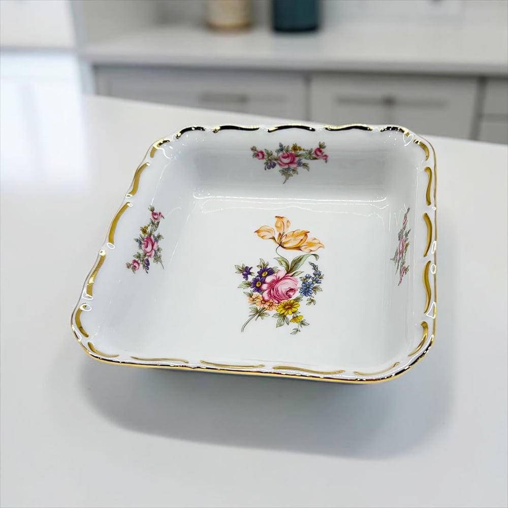 Thun Ophelia Eternal Square Deep Plate 16 cm Gold
