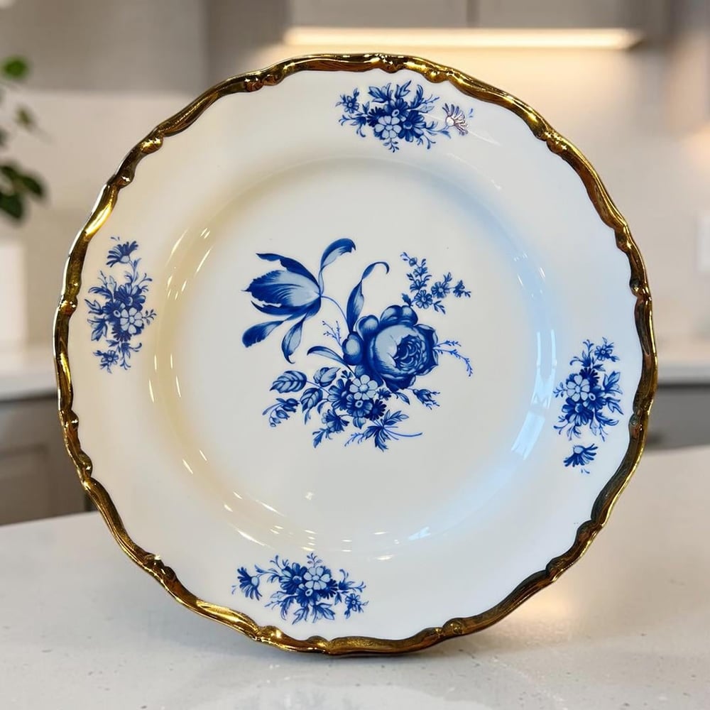 Thun Ophelia Rose 77 Piece Dinner Set Cobalt