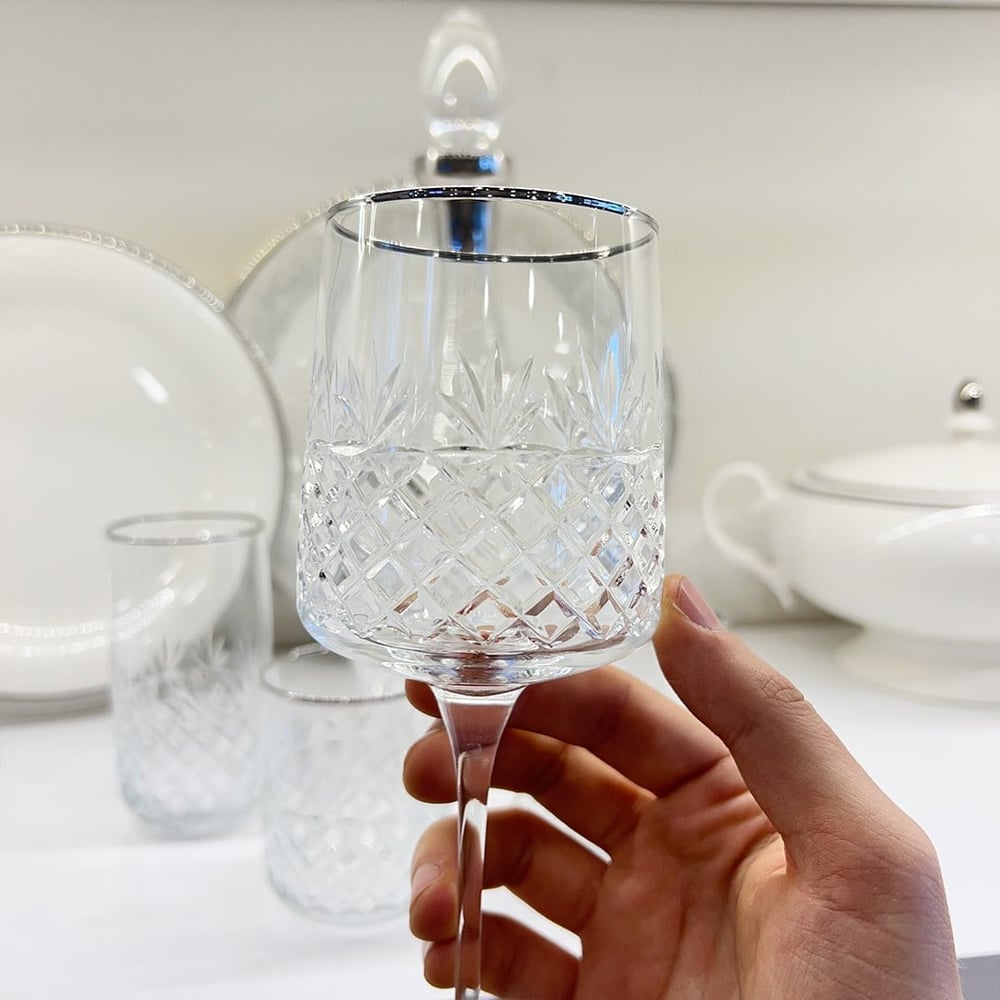 Wedding 61 Piece Glass Set Platinum