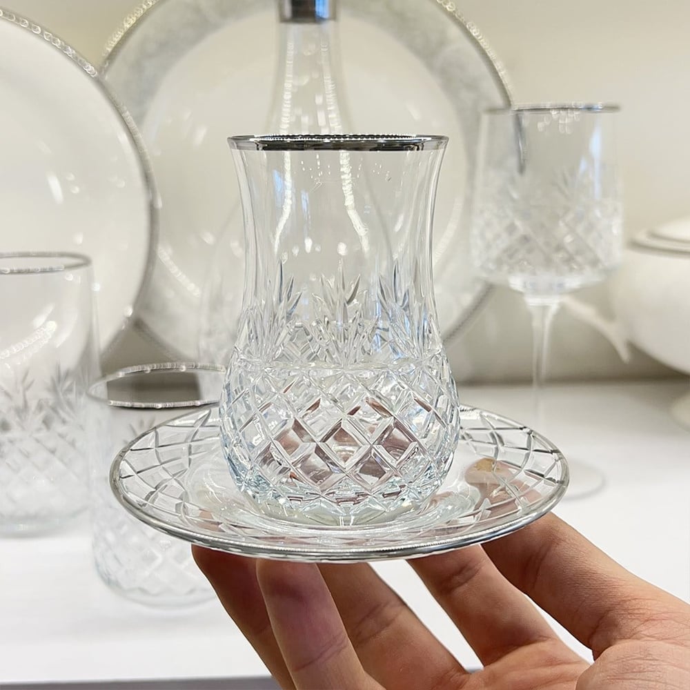 Wedding 61 Piece Glass Set Platinum